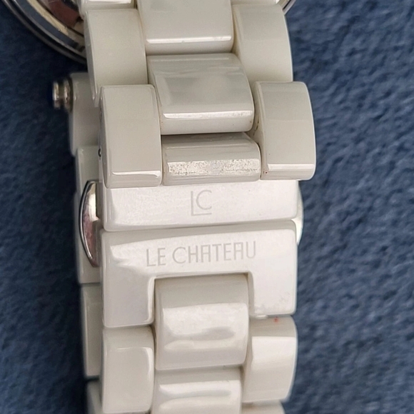 Le Chateau White and Silver Watch with Crystal Accents - Picture 9 of 10